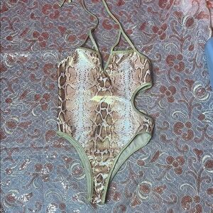 NWOT Chic Shimmering Snake Print Cut-Out One-Piece Swimsuit $25